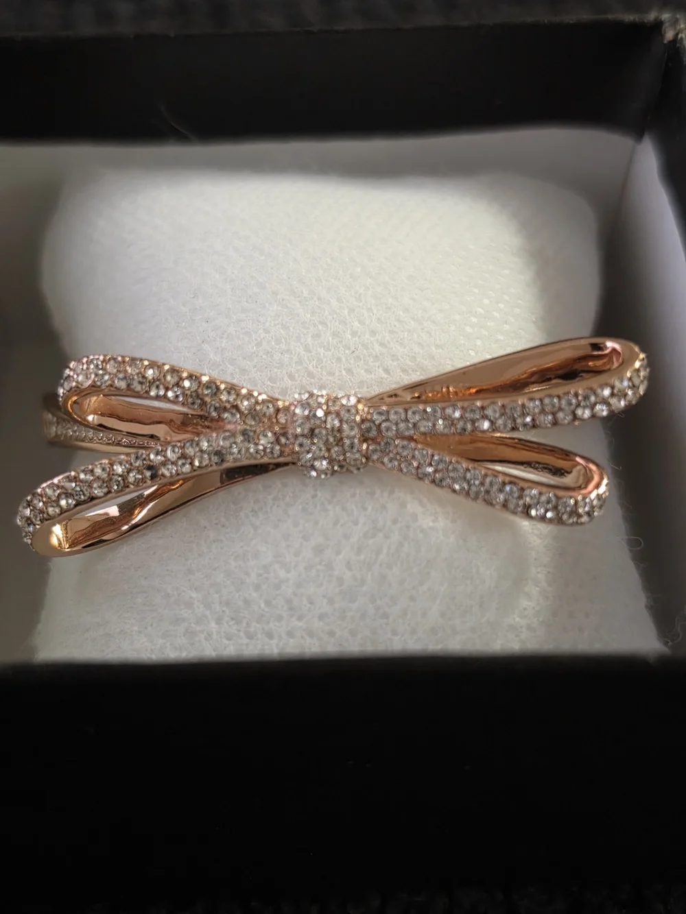 KATE SPADE ROSE GOLD TONE Rhinestone Bangle 6 3/4